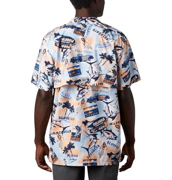 Columbia PFG Trollers Best Shirts Blue Archive For Men's NZ45761 New Zealand